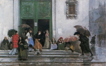  mundo Pintura - Saliendo de la Iglesia señora realista Raimundo de Madrazo y Garreta